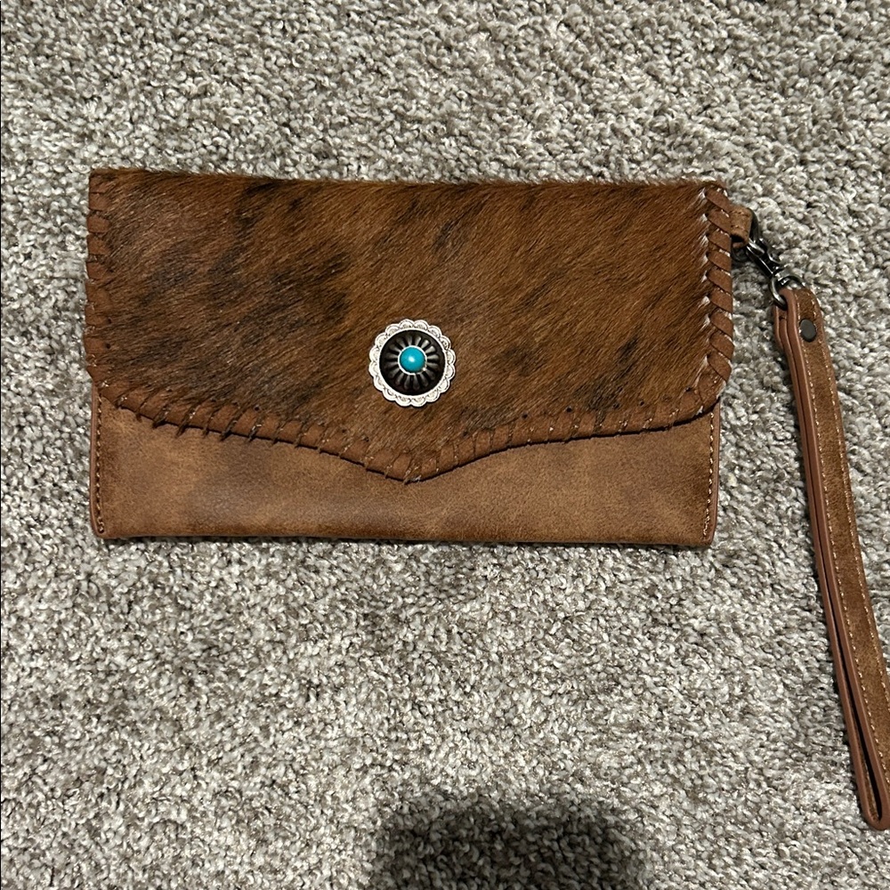 Shyanne Brown Leather Bag with Patterned Lining